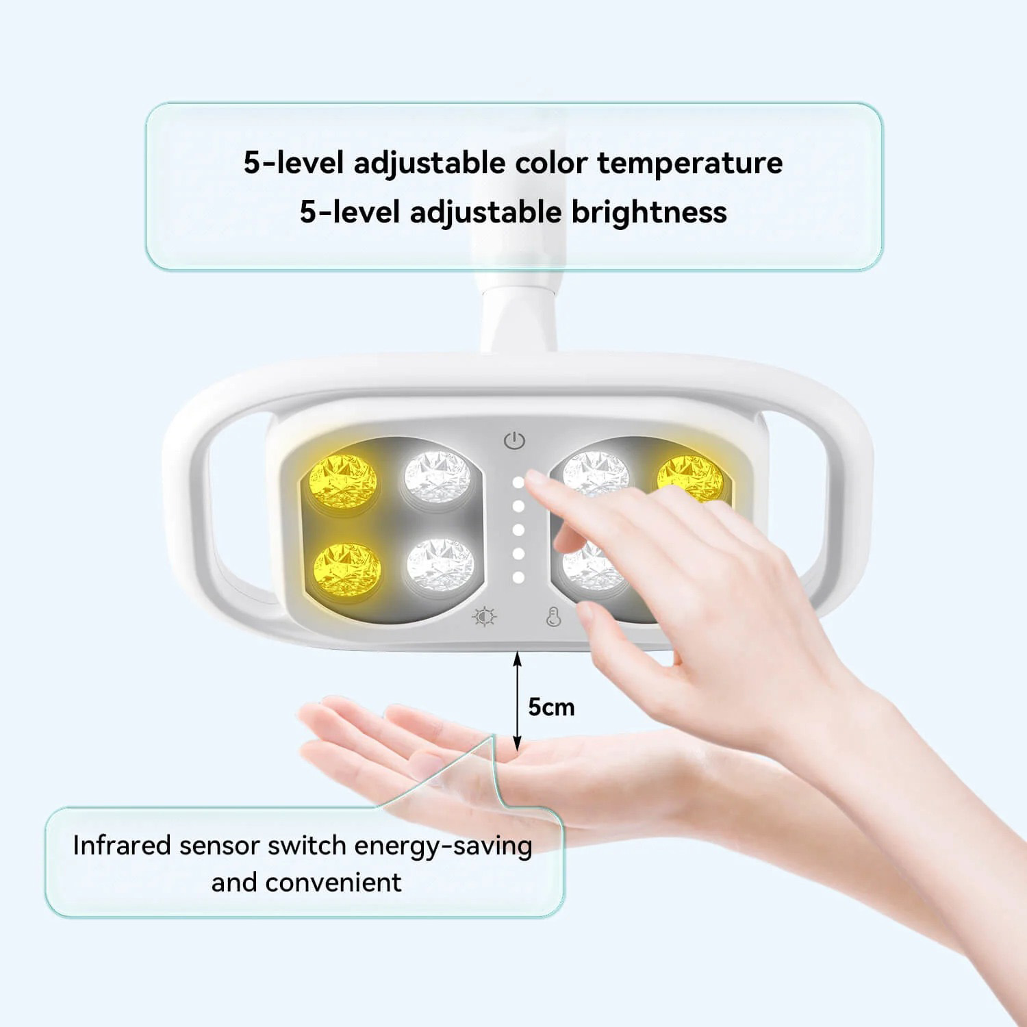 Dental Chair Light Infrared Inductive Oral Light Lamp 8LED 10W Dual-Color Adjustable